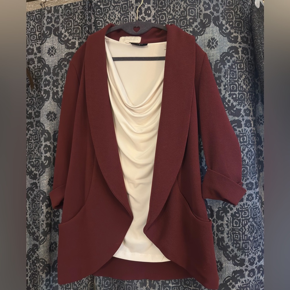 Chic French Mauve Melanie Burgundy Blazer